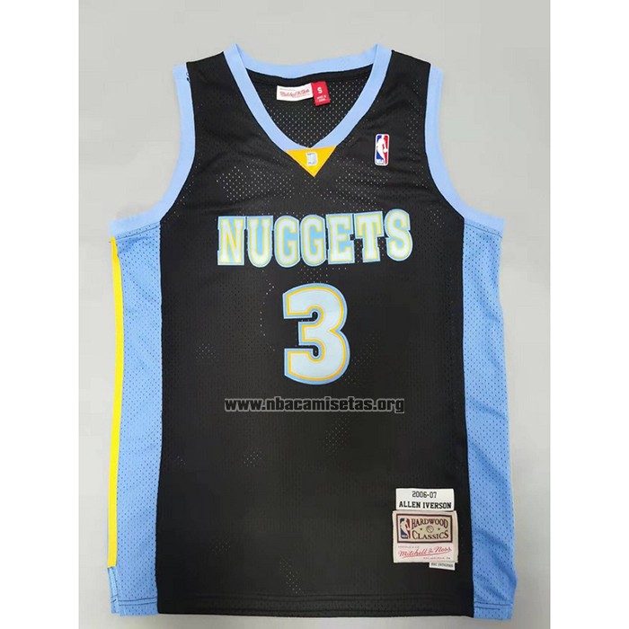 Camiseta Denver Nuggets Allen Iverson NO 3 Mitchell & Ness 2006-07 Negro